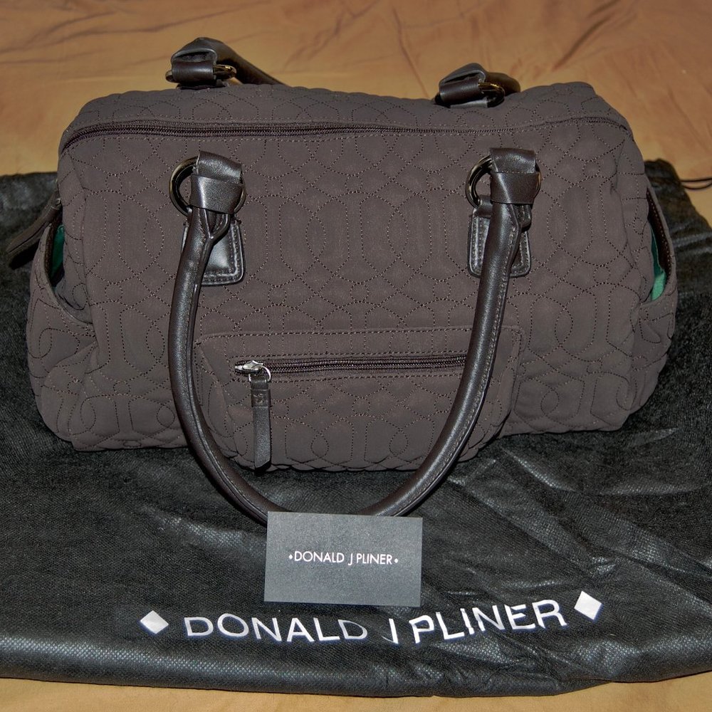 Donald J pliner espresso satchel handbag duffel.